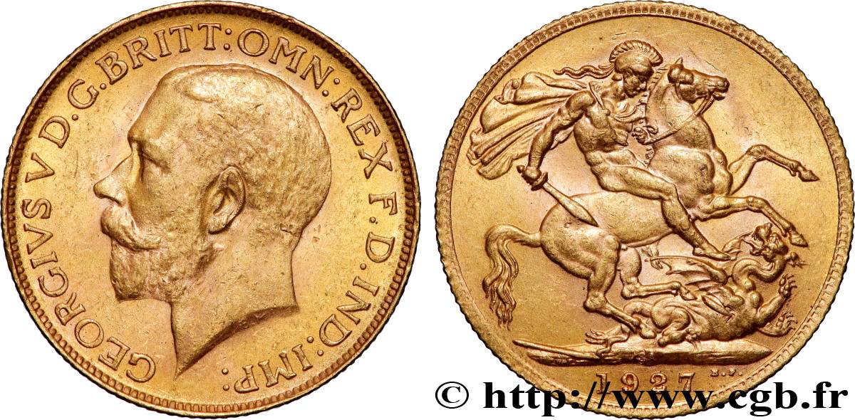OR, PALLADIUM ET PLATINE INVESTISSEMENT 1 Souverain Georges V 1927 Afrique du Sud TTB+ 