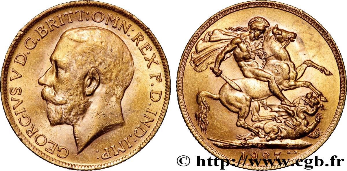 OR, PALLADIUM ET PLATINE INVESTISSEMENT 1 Souverain Georges V 1927 Afrique du Sud SUP 