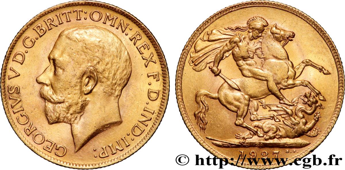 OR, PALLADIUM ET PLATINE INVESTISSEMENT 1 Souverain Georges V 1927 Afrique du Sud TTB+ 