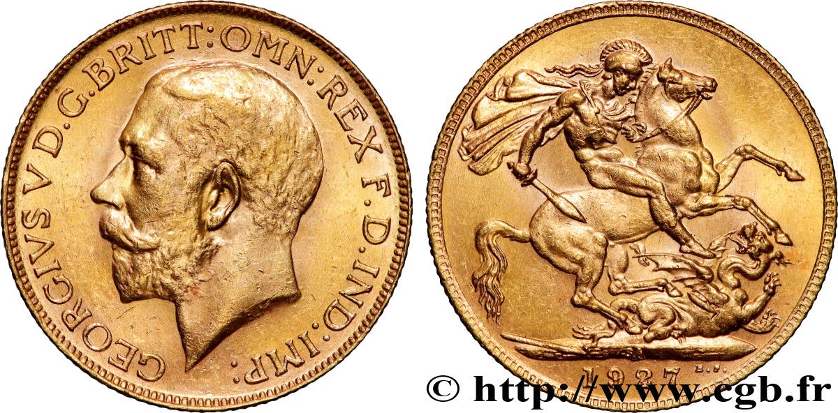 OR, PALLADIUM ET PLATINE INVESTISSEMENT 1 Souverain Georges V 1927 Afrique du Sud SUP 
