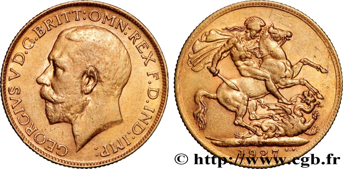OR, PALLADIUM ET PLATINE INVESTISSEMENT 1 Souverain Georges V 1927 Afrique du Sud TTB+ 