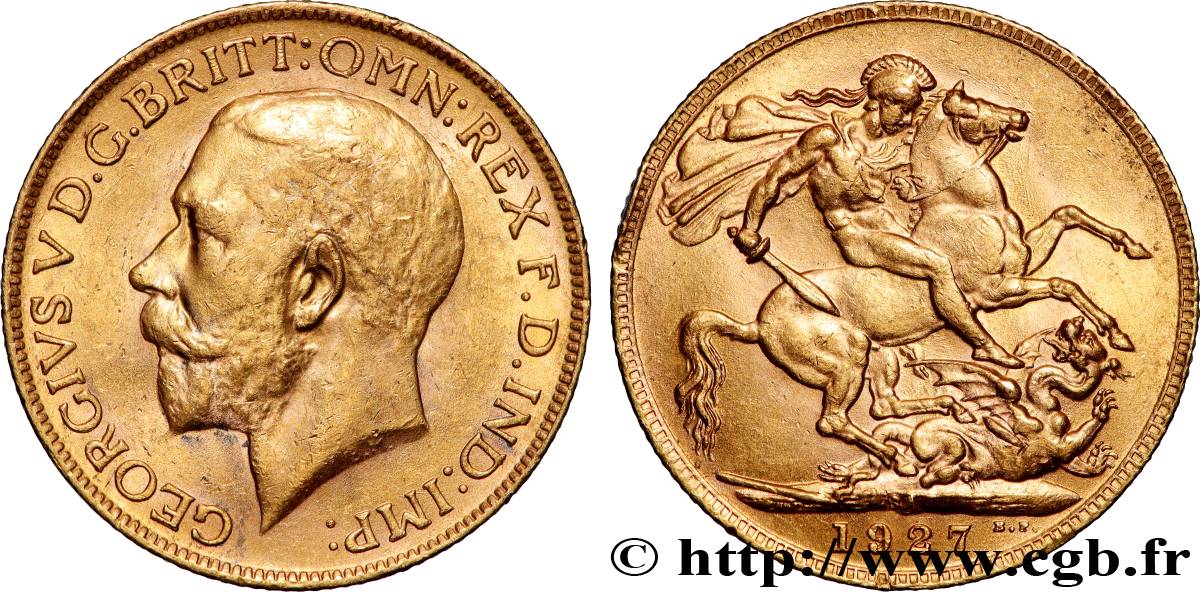 OR, PALLADIUM ET PLATINE INVESTISSEMENT 1 Souverain Georges V 1927 Afrique du Sud TTB+ 
