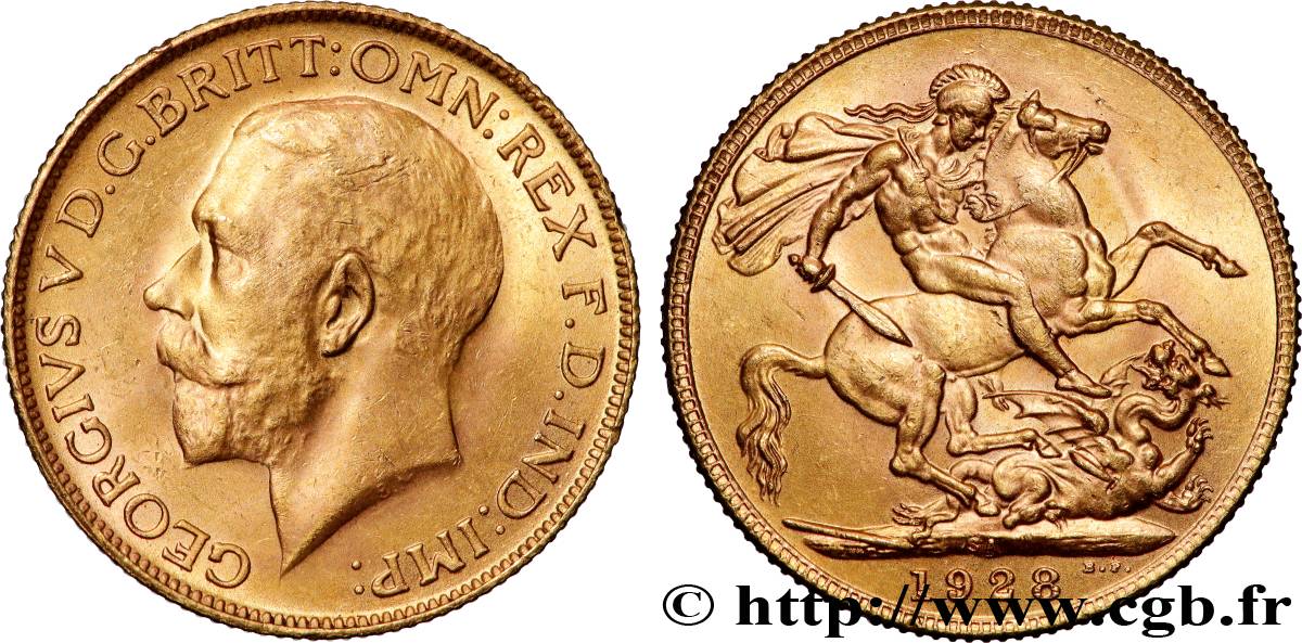 OR, PALLADIUM ET PLATINE INVESTISSEMENT 1 Souverain Georges V 1928 Afrique du Sud SUP 