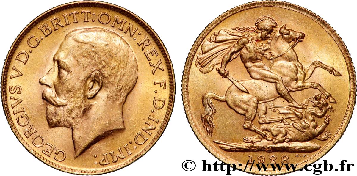 GOLD, PALLADIUM & PLATINUM INVESTMENT 1 Souverain Georges V 1928 Afrique du Sud AU 