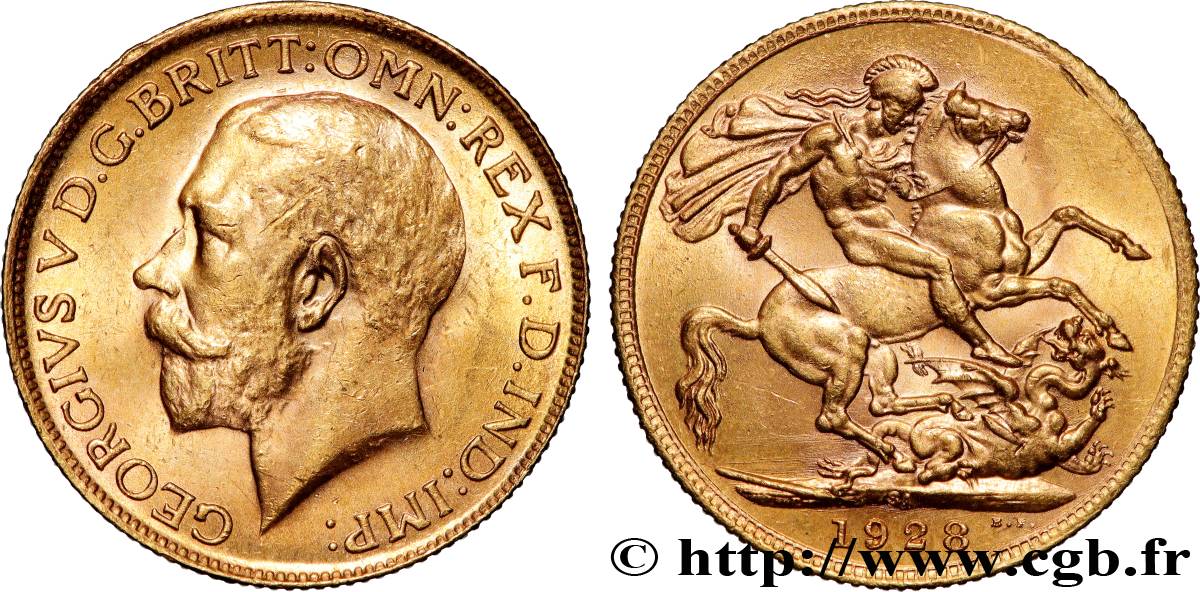 OR, PALLADIUM ET PLATINE INVESTISSEMENT 1 Souverain Georges V 1928 Afrique du Sud TTB+ 