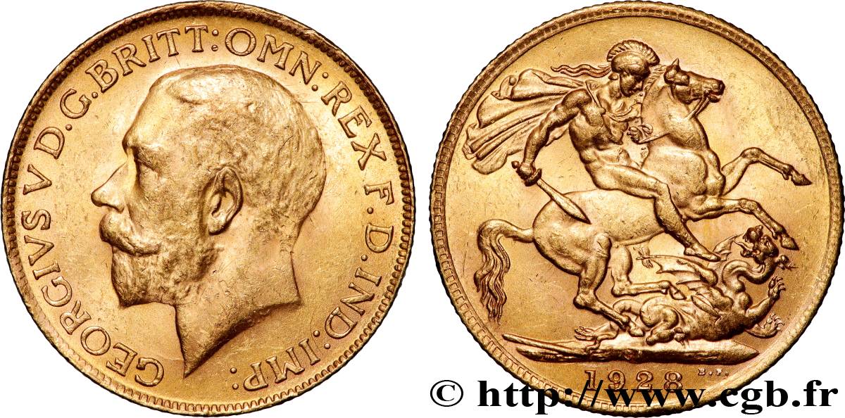 OR, PALLADIUM ET PLATINE INVESTISSEMENT 1 Souverain Georges V 1928 Afrique du Sud SUP 