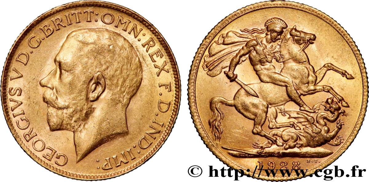 OR, PALLADIUM ET PLATINE INVESTISSEMENT 1 Souverain Georges V 1928 Afrique du Sud TTB+ 