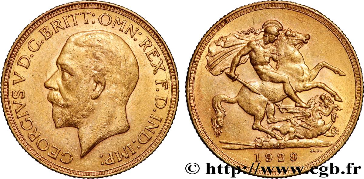 GOLD-, PALLADIUM- UND PLATIN-INVESTITIONEN 1 Souverain Georges V 1929 Afrique du Sud fVZ 