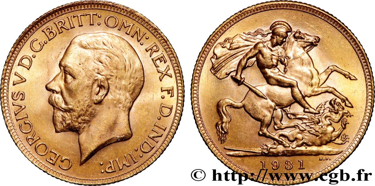 OR, PALLADIUM ET PLATINE INVESTISSEMENT 1 Souverain Georges V 1931 Afrique du Sud SUP 