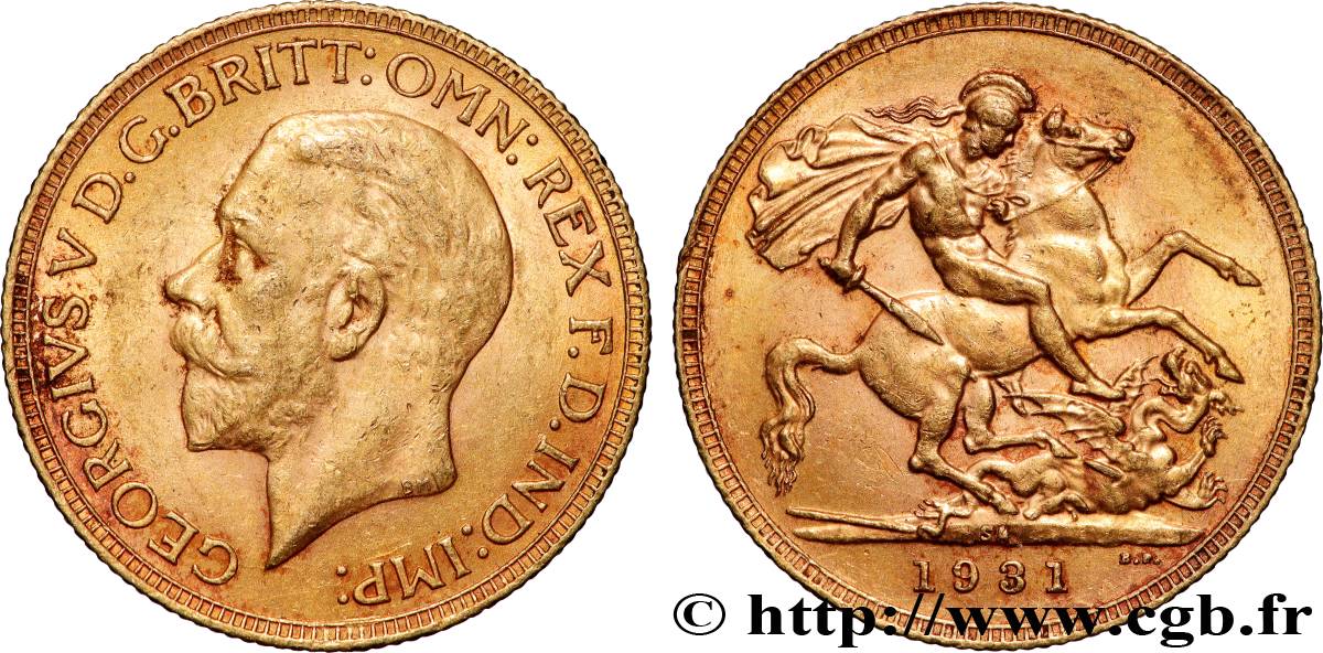 OR, PALLADIUM ET PLATINE INVESTISSEMENT 1 Souverain Georges V 1931 Afrique du Sud TTB+ 
