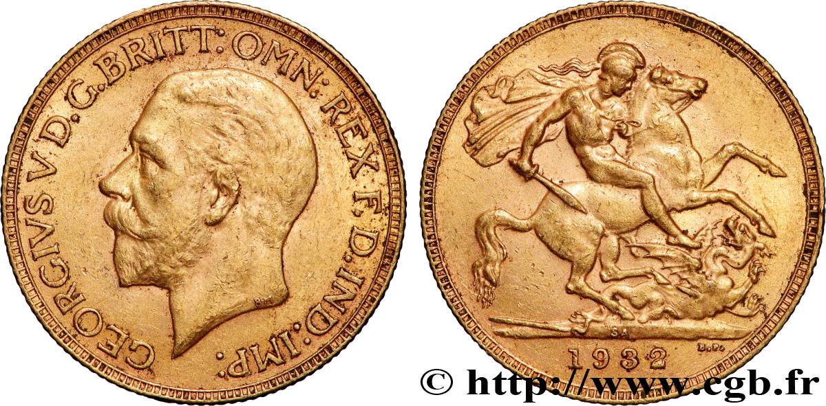 OR, PALLADIUM ET PLATINE INVESTISSEMENT 1 Souverain Georges V 1932 Afrique du Sud TTB+ 