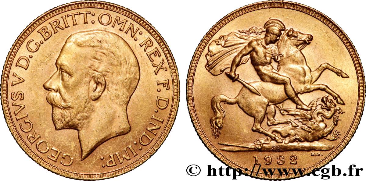 OR, PALLADIUM ET PLATINE INVESTISSEMENT 1 Souverain Georges V 1932 Afrique du Sud TTB+ 