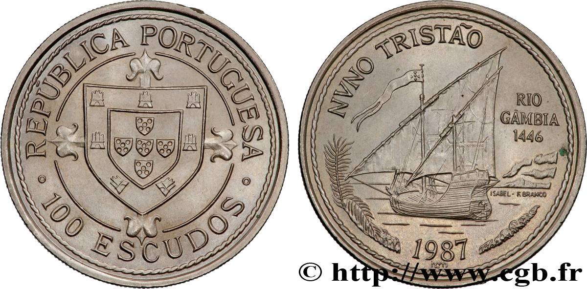 PORTUGAL 100 Escudos Découverte du fleuve Gambie en 1446 par Nuno Tristao 1987 Lisbonne SUP 