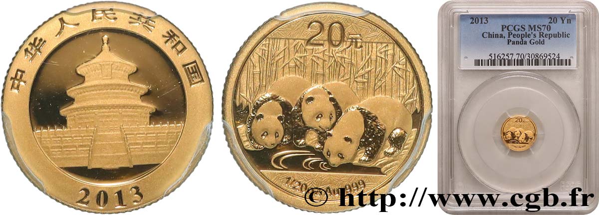 CHINE 20 Yuan Panda 2013  FDC70 PCGS