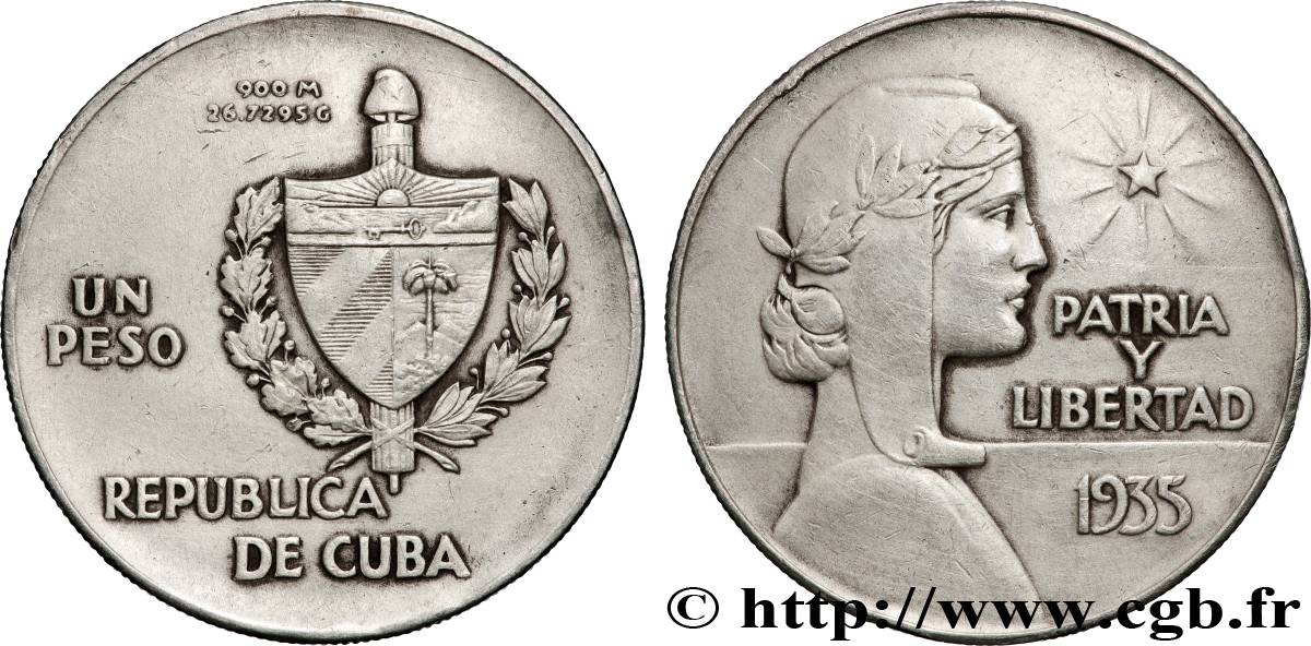 CUBA 1 Peso 1935  XF 