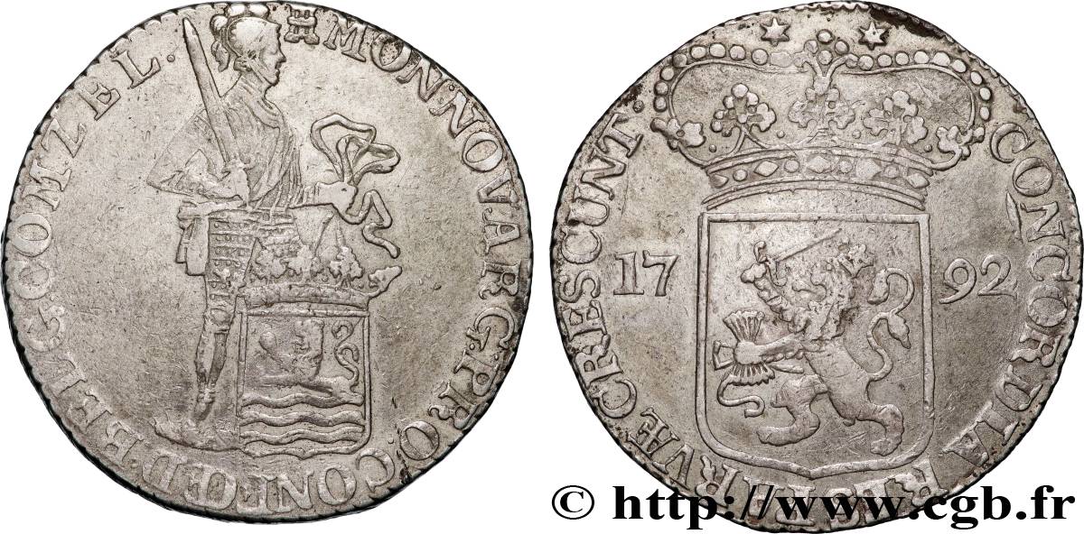 PAYS-BAS - PROVINCES-UNIES - ZÉLANDE 1 Ducat d’argent  1792 Middelbourg XF 