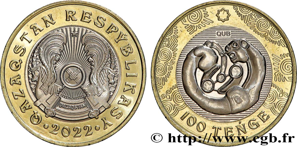 KAZAKHSTAN 100 Tenge Anneau en forme de léopard - Style Saki 2022 Oust-Kamenogorsk SPL 