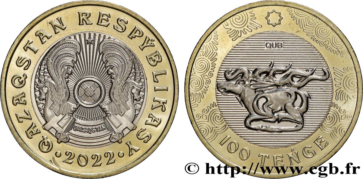 KAZAKHSTAN 100 Tenge Plaque en forme de cerf - Style Saki 2022 Oust-Kamenogorsk SPL 