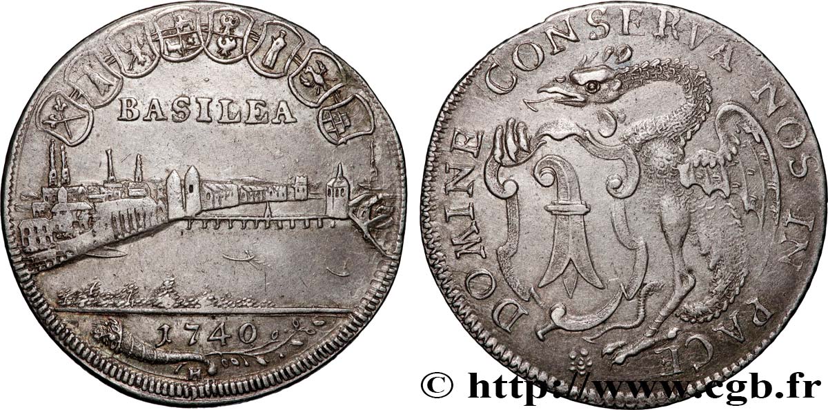 SUISSE - VILLE DE BÂLE 1/4 Thaler 1740 Bâle TTB+ 