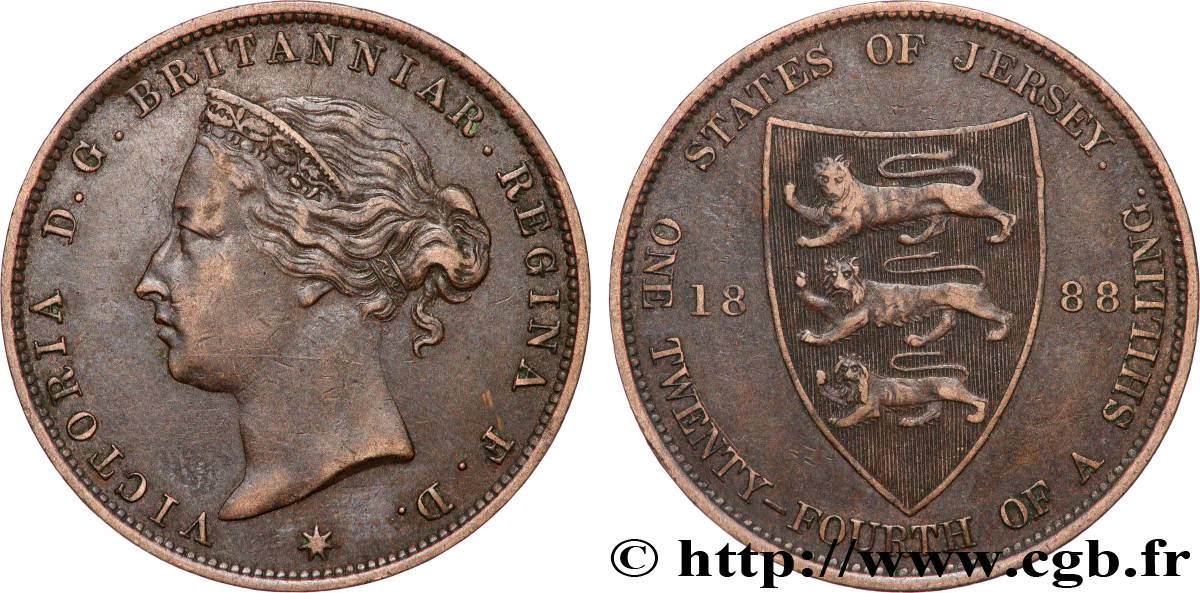 JERSEY 1/24 Shilling Reine Victoria 1888 Londres XF 