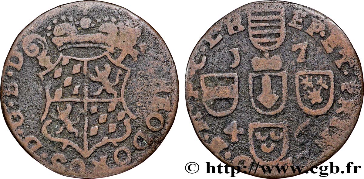 BELGIQUE - PRINCIPAUTÉ ÉPISCOPALE DE LIÈGE 1 Liard Évéché de Liège frappe au nom de Jean-Théodore de Bavière 1746 Liège TB 