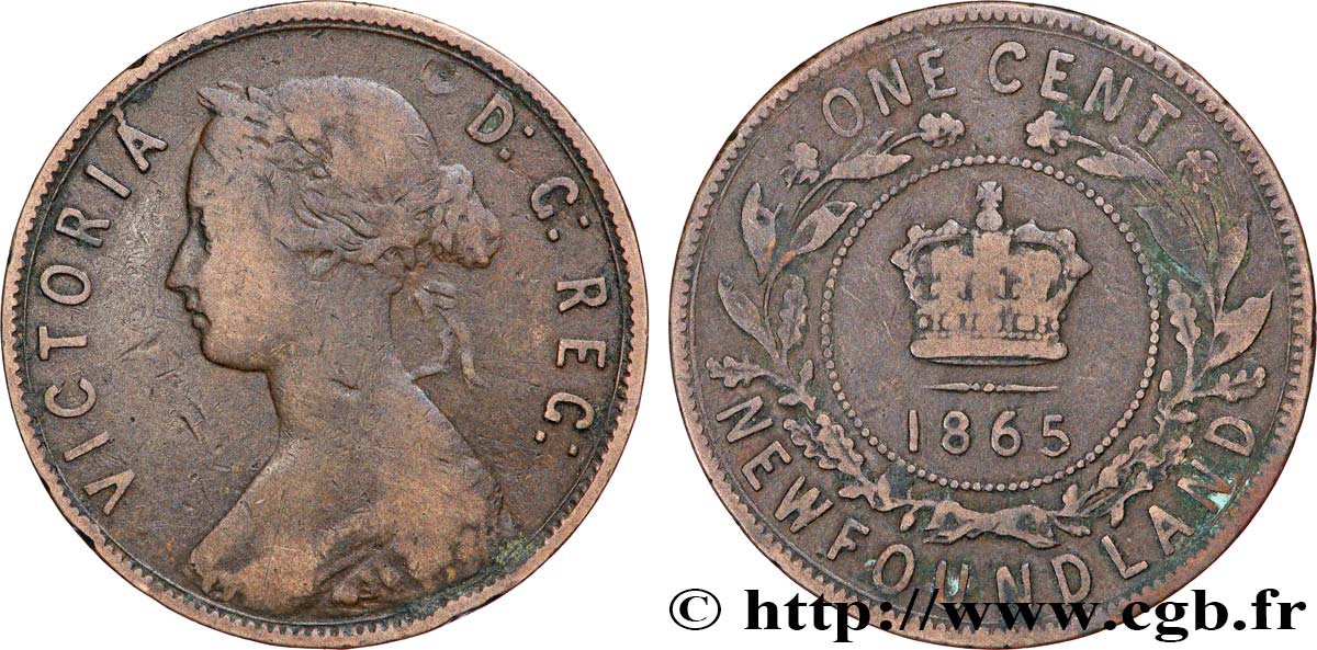 TERRE-NEUVE 1 Cent Terre Neuve Victoria 1865  TB 