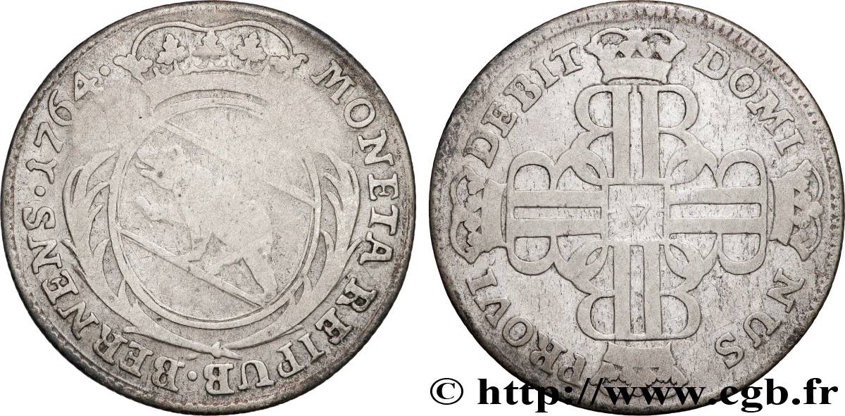 SVIZZERA - CANTON BERNA 20 Kreuzer - canton de Berne ours 1764  q.BB 
