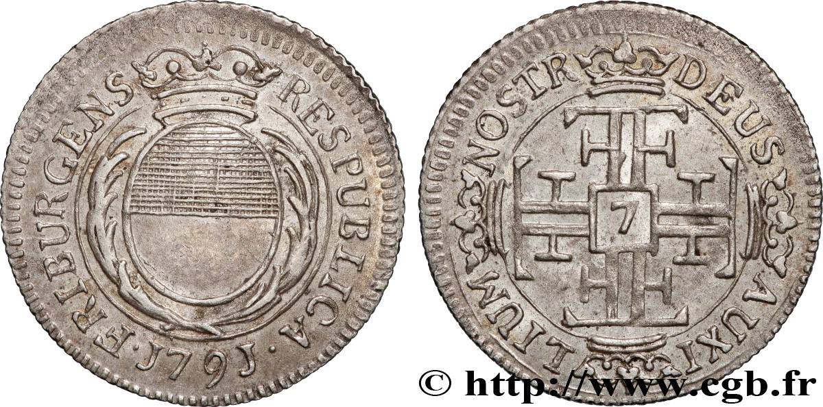SUISSE - CANTON DE FRIBOURG 7 Kreuzer - canton de Fribourg 1791  TTB 