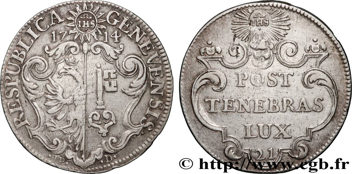 SUISSE - RÉPUBLIQUE DE GENÈVE 21 Sols - République de Genève 1714  TTB 
