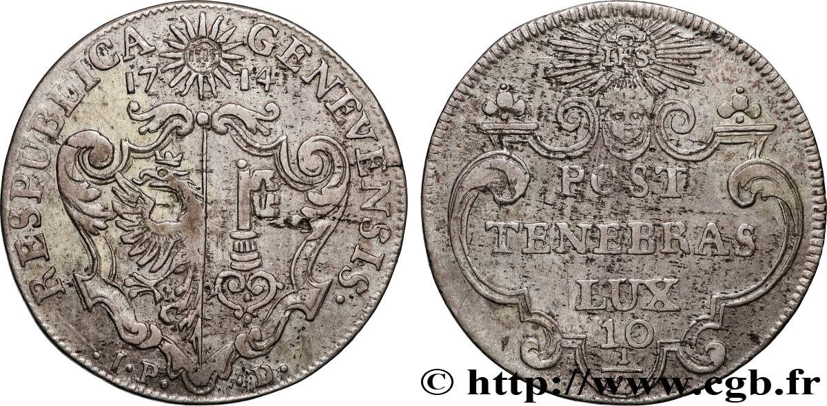 SVIZZERA - REPUBBLICA DE GINEVRA 10 1/2 Sols - République de Genève 1714  BB 