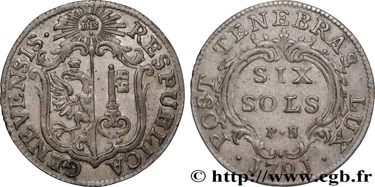 SUISSE - RÉPUBLIQUE DE GENÈVE 6 Sols Deniers République de Genève monnayage réformé de 1795-1798 1795  TTB 