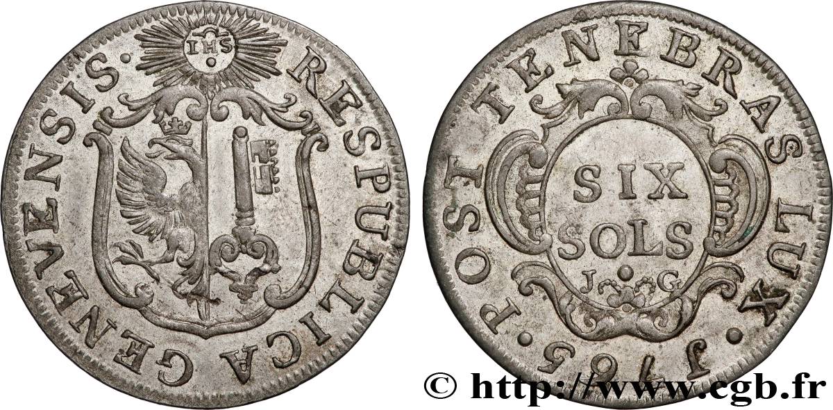 SUISSE - RÉPUBLIQUE DE GENÈVE 6 Sols 1765  TTB+ 