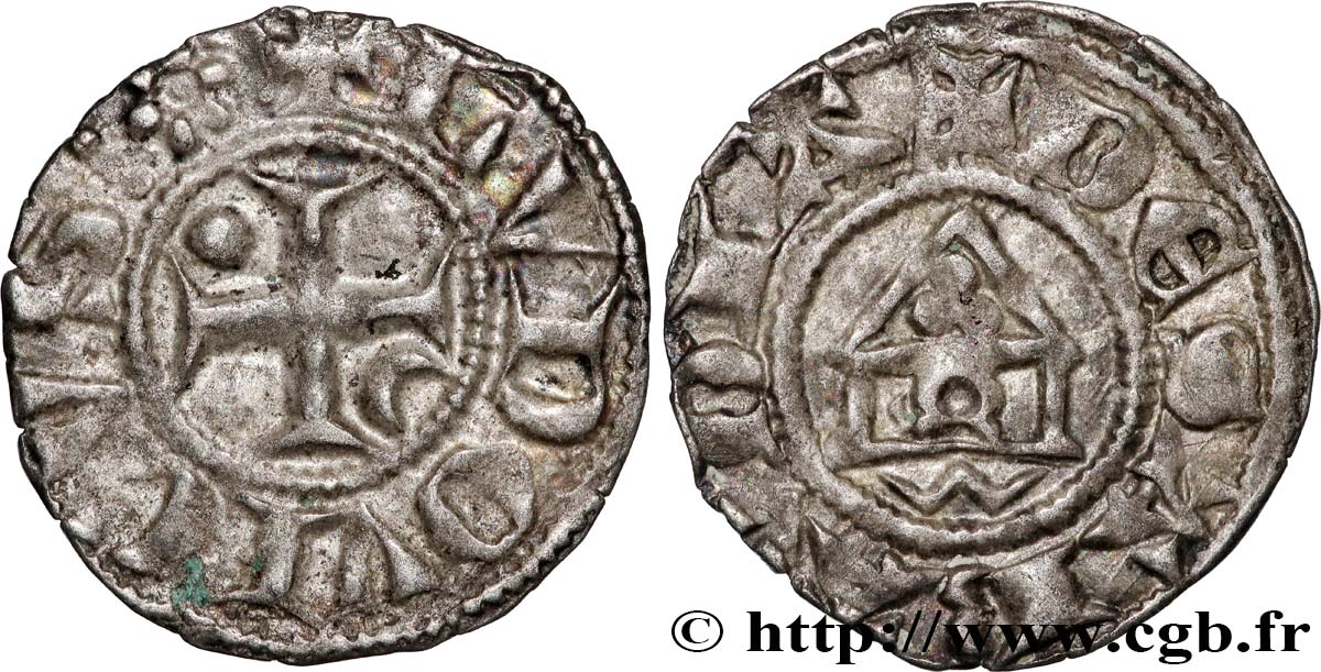 SAVOIE - BARONNIE DE VAUD - LOUIS II DE VAUD Denier au Temple, 2e type n.d. Nyon TTB+ 