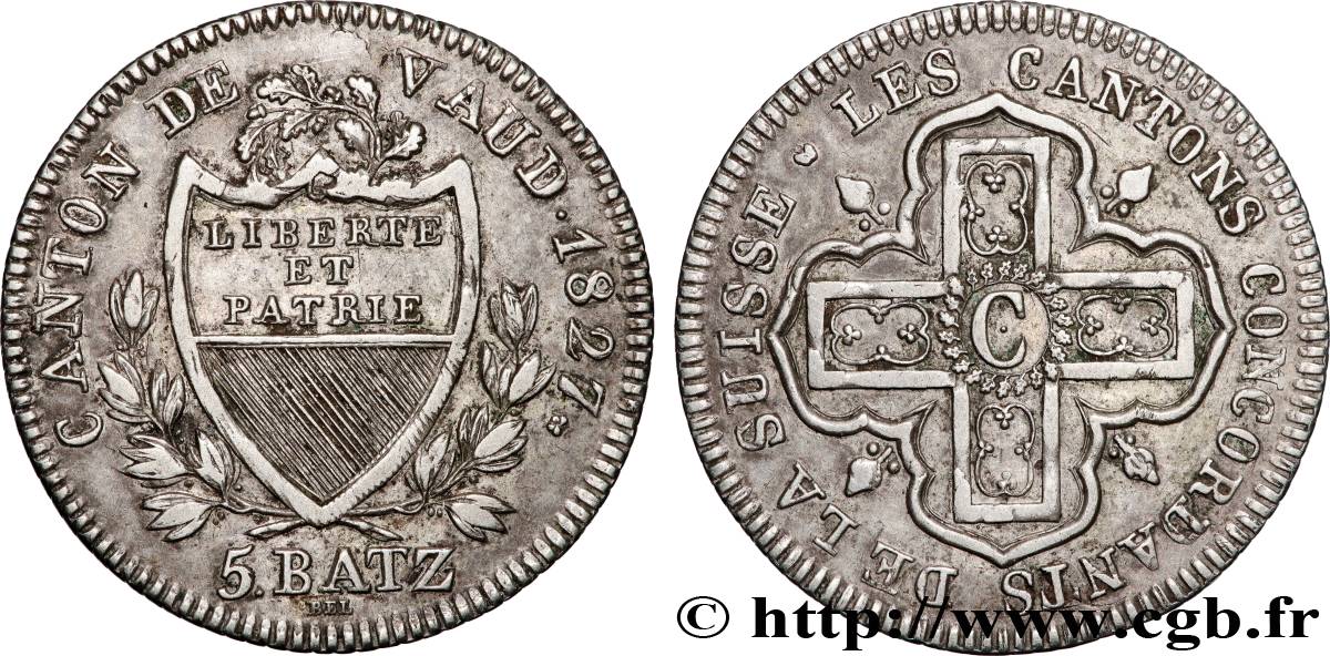 SUISSE - CANTON DE VAUD 5 Batzen 1827 Lausanne SUP 