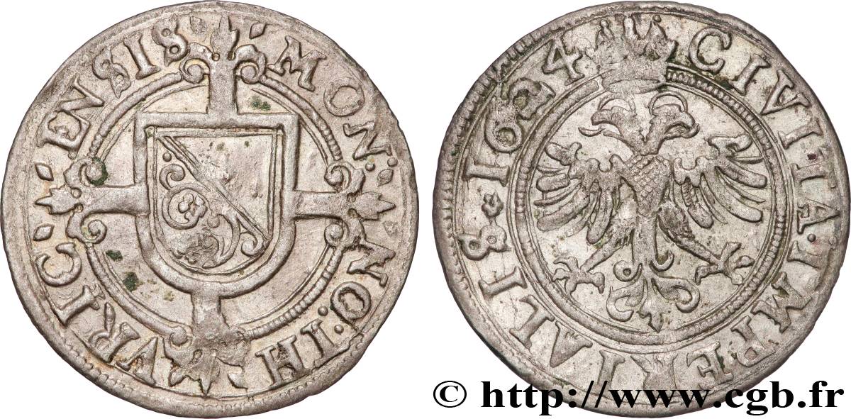 SWITZERLAND - CANTON OF ZÜRICH 1 Batzen 1624  XF 