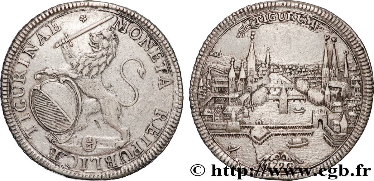 SUISSE - RÉPUBLIQUE DE ZURICH 1/2 Thaler Zurich 1720  TTB 