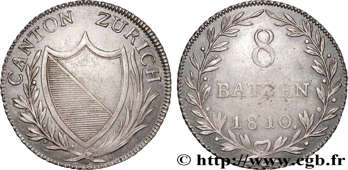SWITZERLAND - CANTON OF ZÜRICH 8 Batzen 1810  XF 