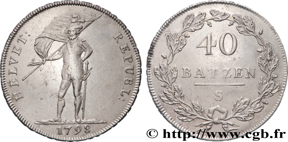 SUISSE - CONFÉDÉRATION HELVÉTIQUE 40 batzen 1798 Soleure TTB 