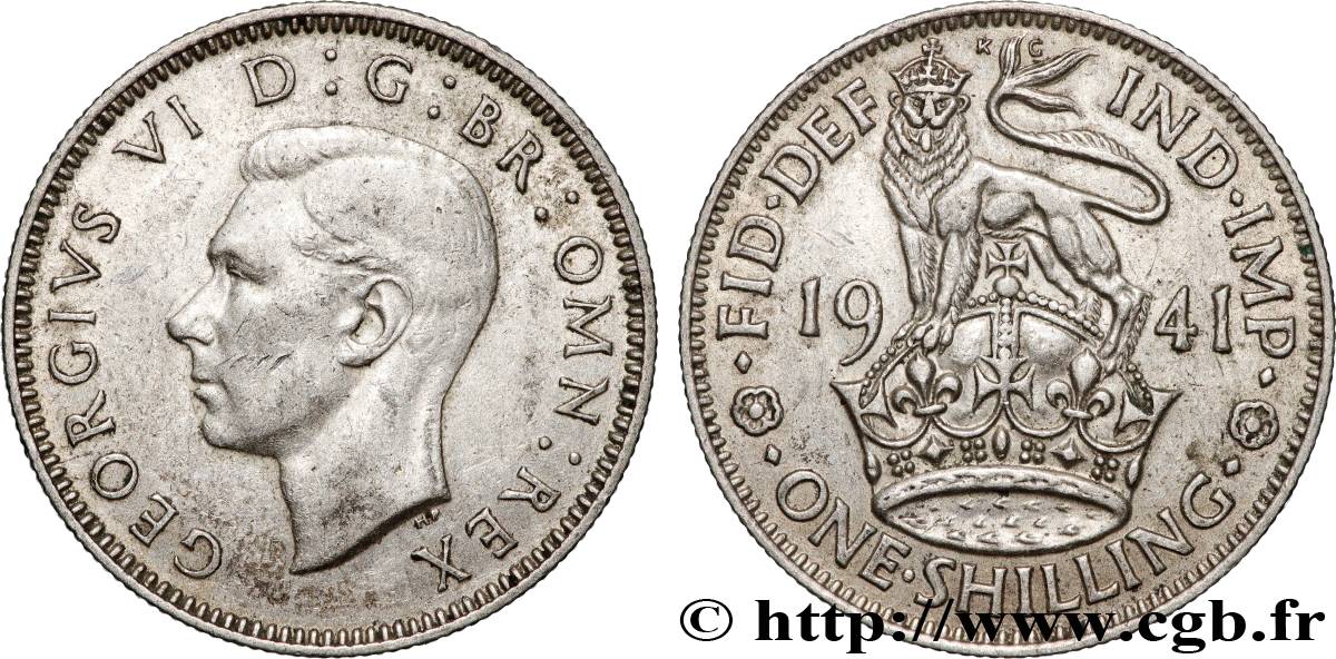 REINO UNIDO 1 Shilling Georges VI “England reverse” 1941 Londres MBC 