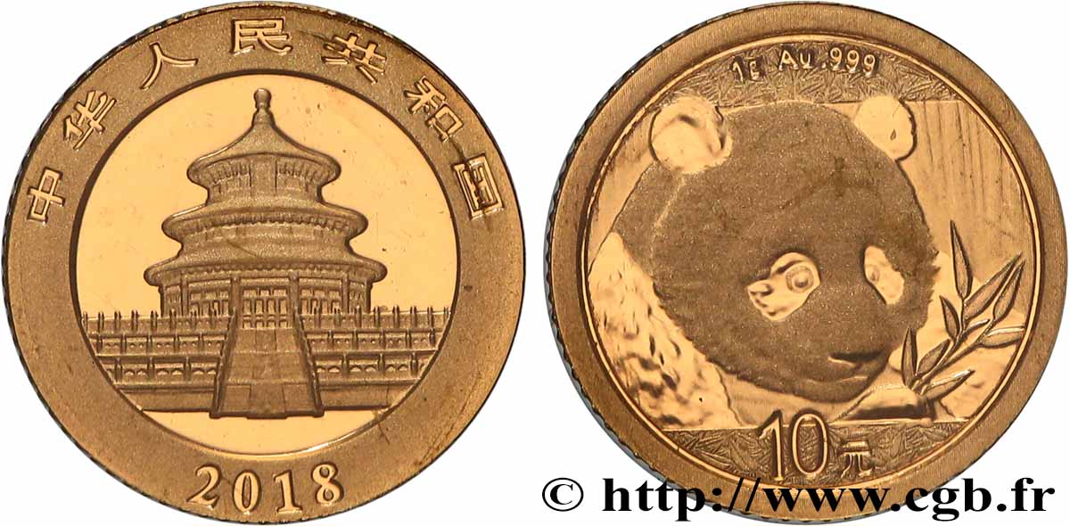OR, PALLADIUM ET PLATINE INVESTISSEMENT 10 Yuan Panda Proof 2018  FDC 