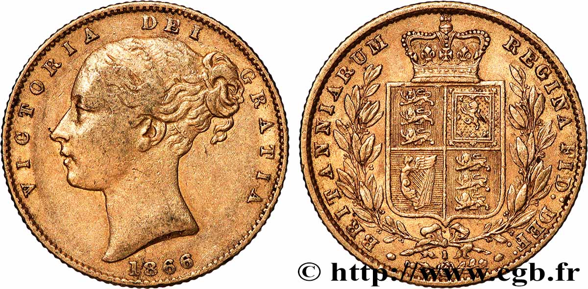 OR, PALLADIUM ET PLATINE INVESTISSEMENT 1 Souverain Victoria 1866 Londres TB+/TTB 