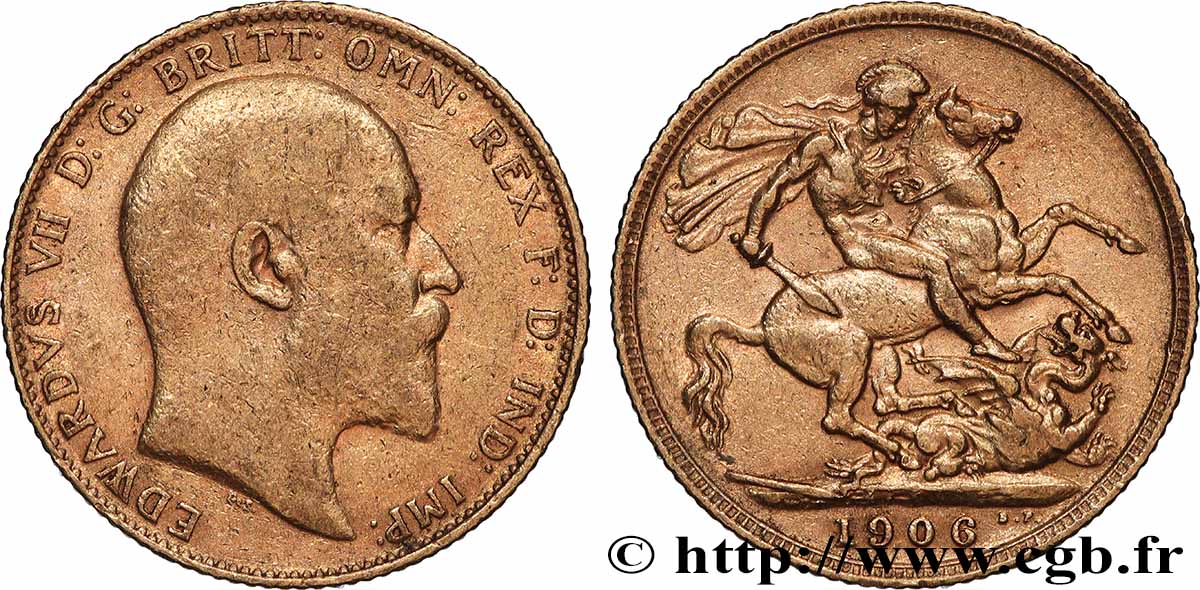 OR, PALLADIUM ET PLATINE INVESTISSEMENT 1 Souverain Edouard VII 1906 Londres TB+ 