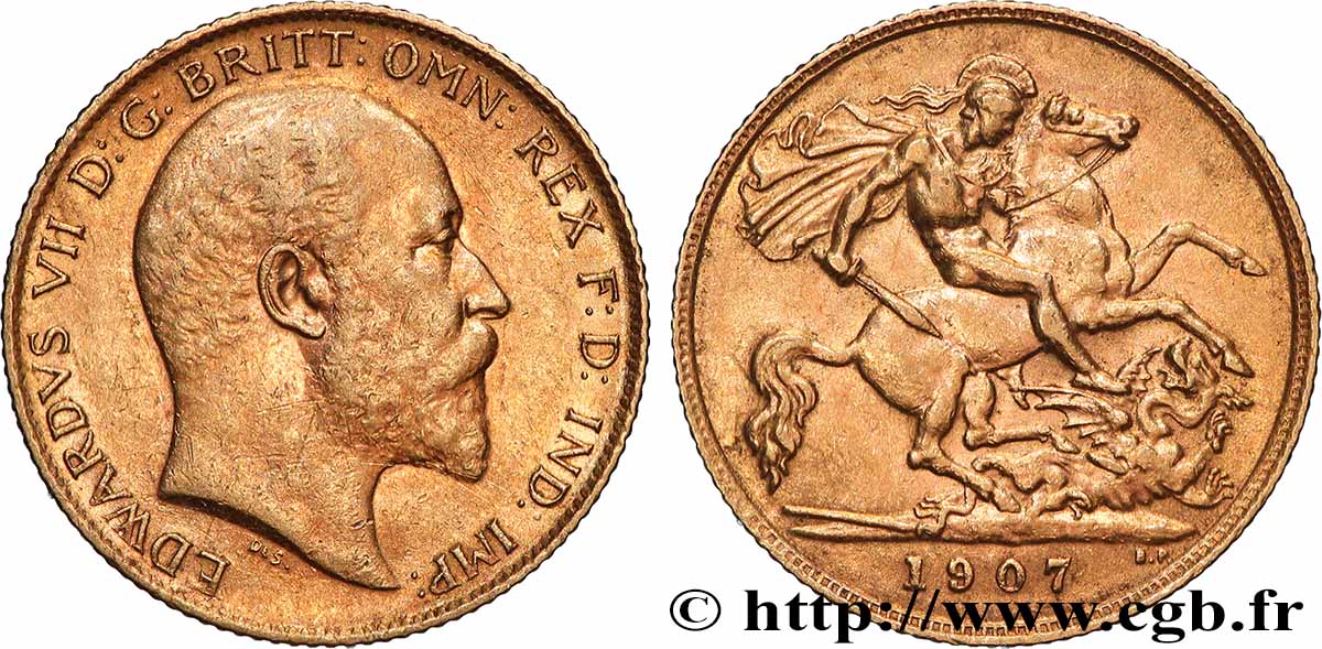 OR, PALLADIUM ET PLATINE INVESTISSEMENT 1/2 Souverain Edouard VII 1907 Londres TTB 