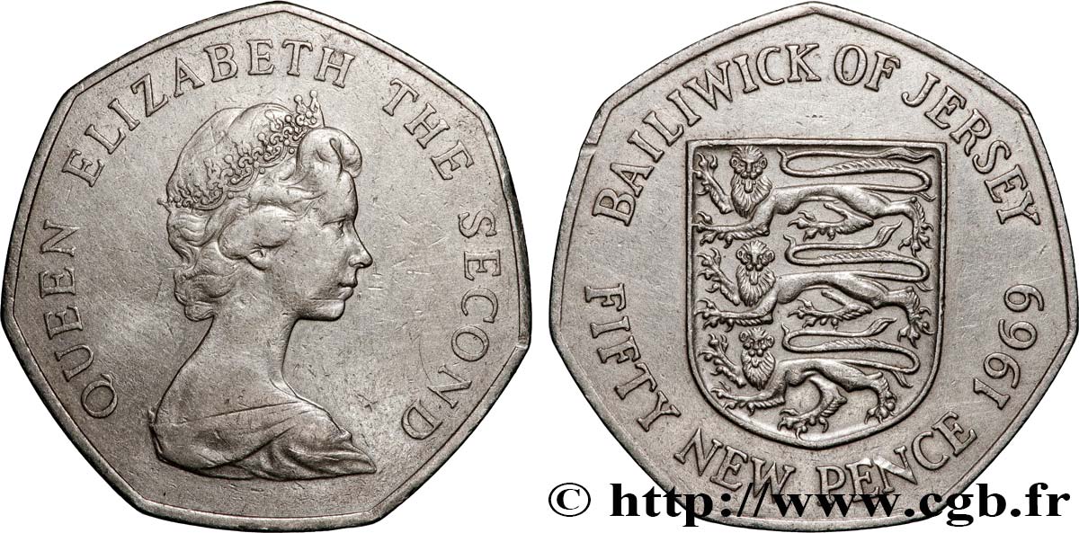 JERSEY 50 New Pence Elisabeth II 1969 Londres AU 