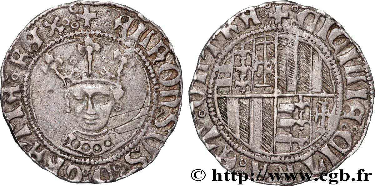 ITALIE - ROYAUME DES DEUX-SICILES - ALPHONSE V D ARAGON Réal n.d.  TTB 