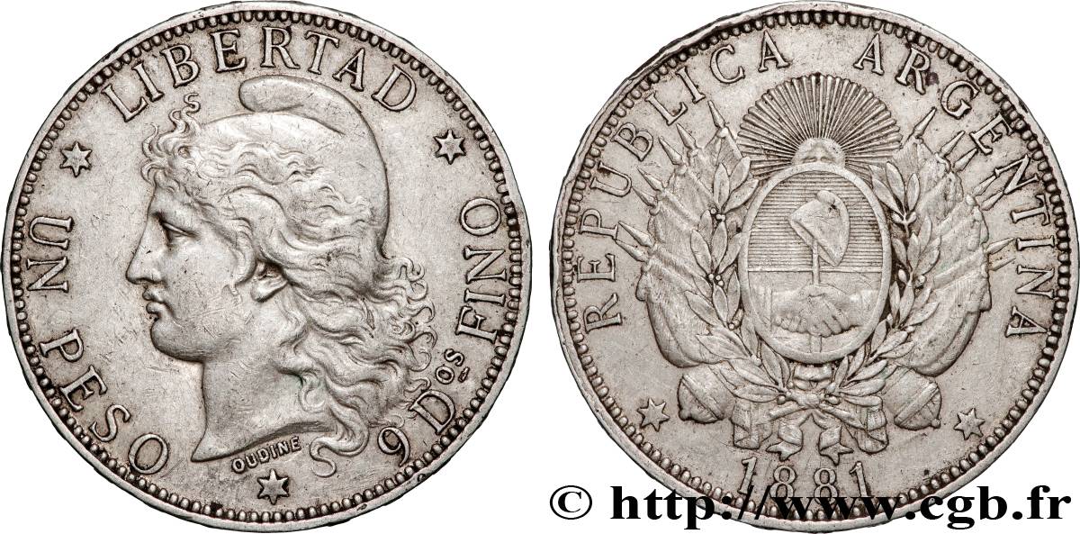 ARGENTINA 1 Peso  1881  BB 