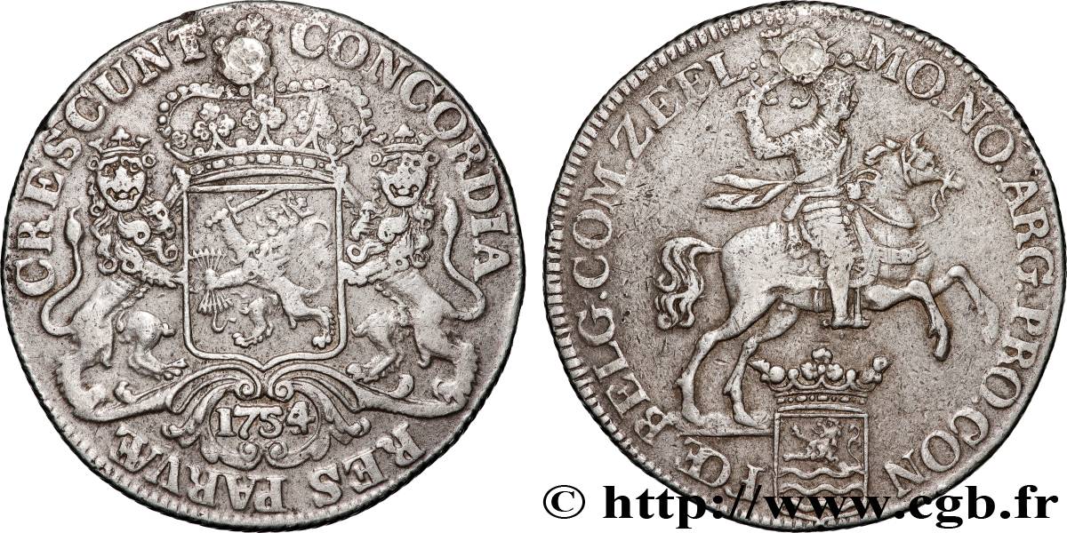 PAYS-BAS - PROVINCES-UNIES - ZÉLANDE Ducaton au cavalier 1754 Middelbourg SS 