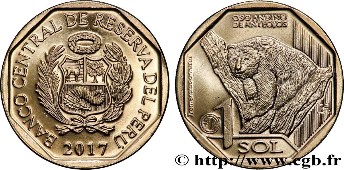 PERú 1 Sol Ours à lunettes 2017 Lima FDC 