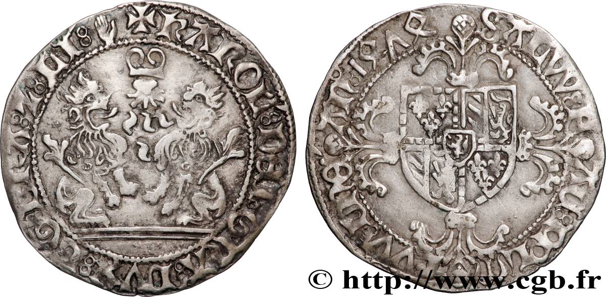 PAYS-BAS BOURGUIGNONS - DUCHÉ DE BRABANT - CHARLES LE TÉMÉRAIRE Double briquet 1474 Anvers TTB+ 