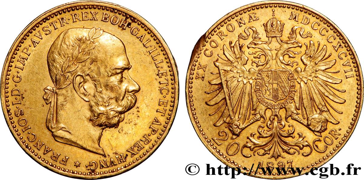 AUTRICHE 20 Corona François Joseph 1897 Vienne TTB+ 
